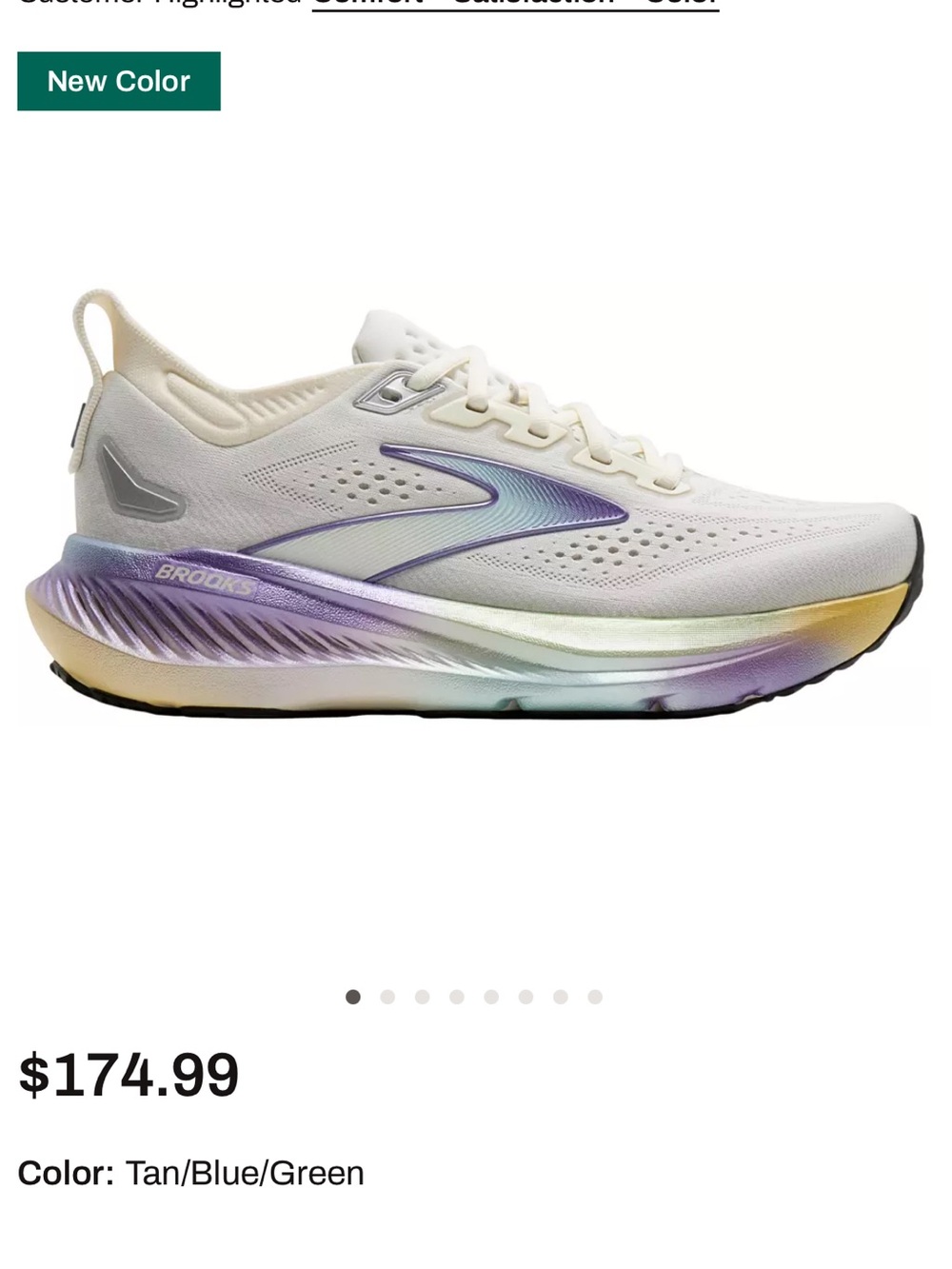 Brooks Women's Glycerin 23 Running Shoes Color: Tan/Blue/Green